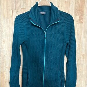 EUC Eddie Bauer zip cable sweater, sz. M